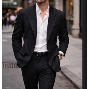 Issimo Vintage Tuxedo Blazer Size 39S Black Virgin Wool Made in Italy